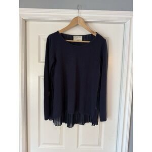 Debbie Morgan Navy Sweater/Blouse PM, Sheer Pleated Back, Work, Business